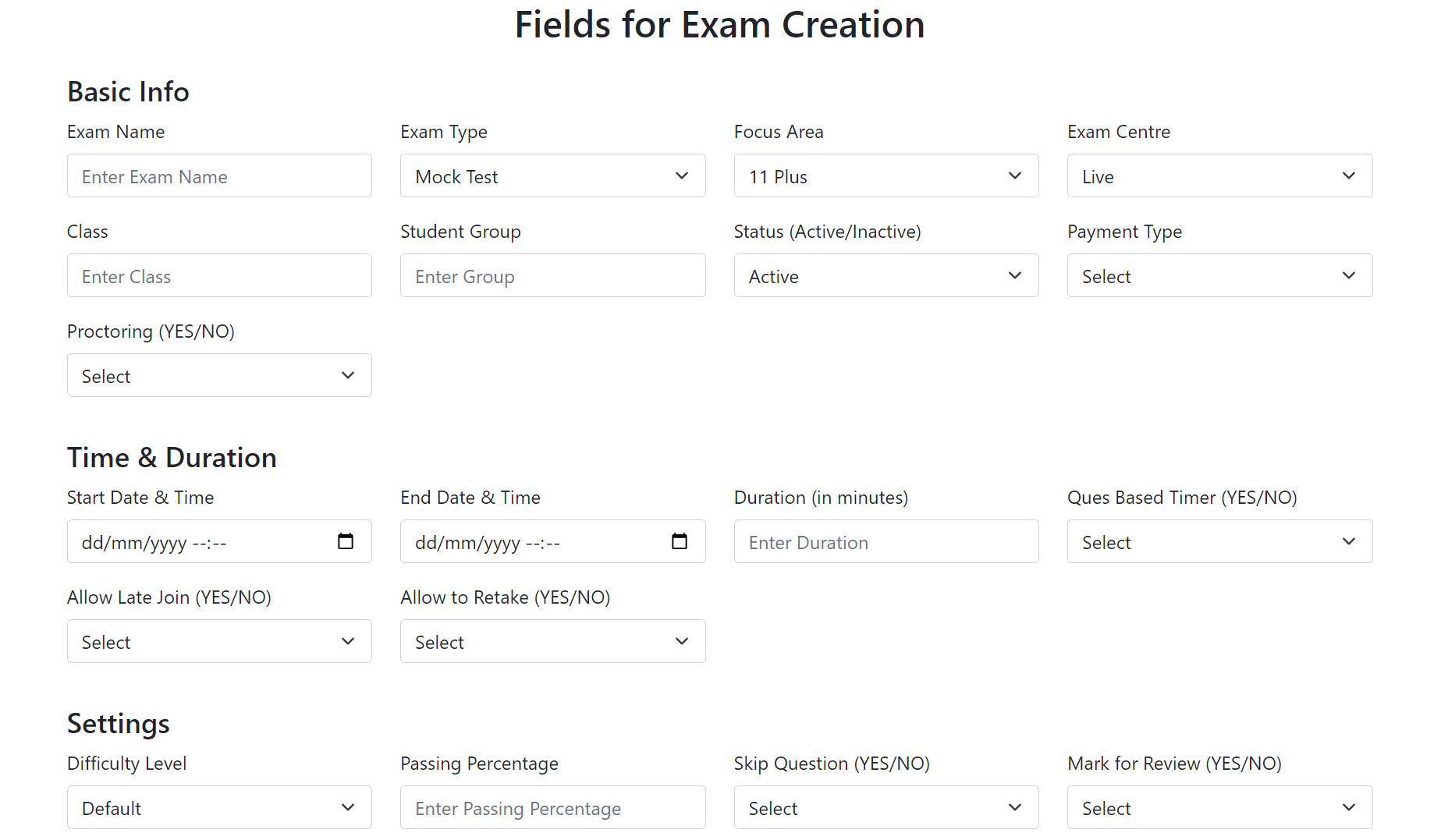 exam-fields